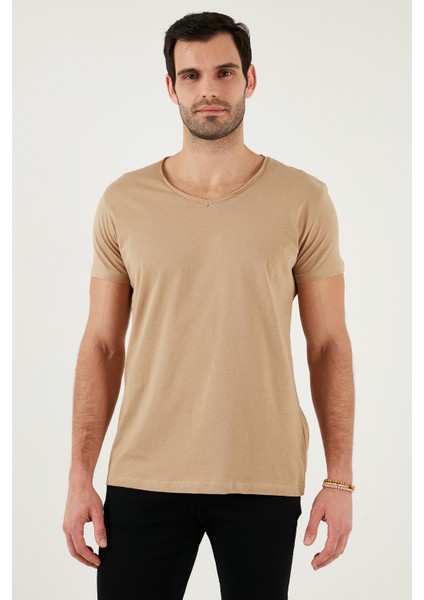 Pamuklu Slim Fit V Yaka Basic T Shirt Erkek T Shirt 5412001