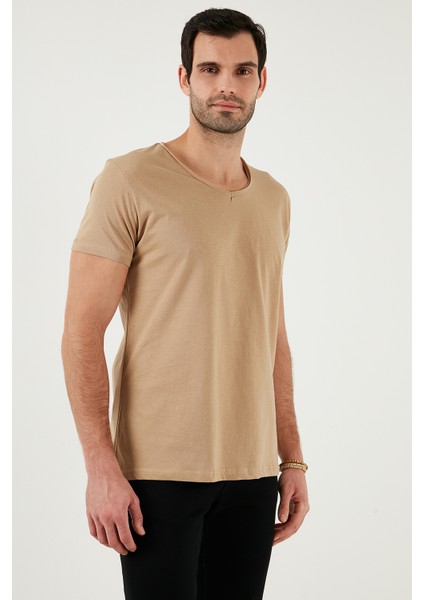 Pamuklu Slim Fit V Yaka Basic T Shirt Erkek T Shirt 5412001