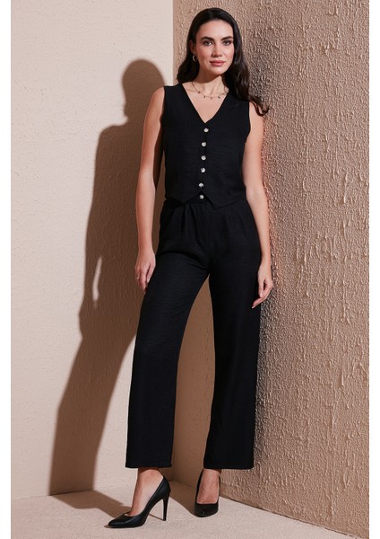 Regular Fit Bol Paça Yelekli Takım Bayan Takım 67045162S4