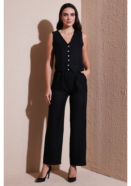 Regular Fit Bol Paça Yelekli Takım Bayan Takım 67045162S4