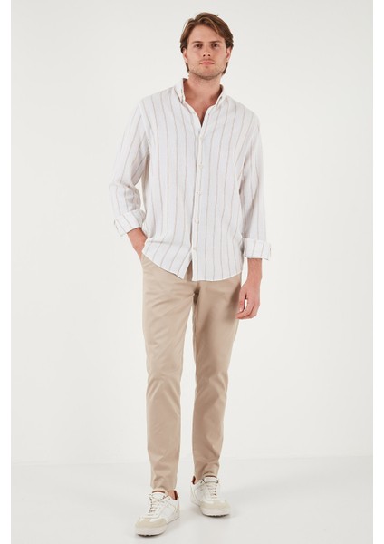 Pamuklu Çizgili Regular Fit Düğmeli Yaka Gömlek Erkek Gömlek CF21S112480 modelleri