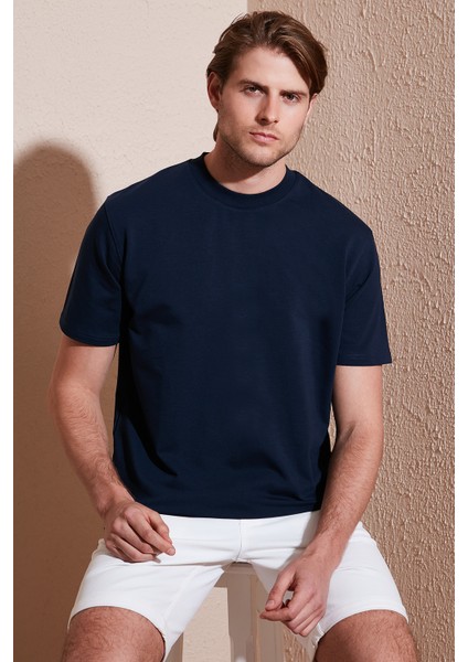 Pamuklu Bisiklet Yaka Relaxed Fit Basic T Shirt Erkek T Shirt 5902610