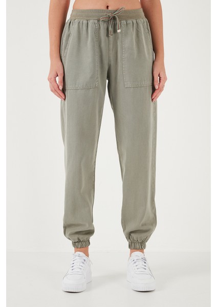 Regular Fit Yüksek Bel Lastikli Paça Jogger Spor Pantolon Bayan Pantolon 668YP5039