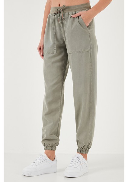 Regular Fit Yüksek Bel Lastikli Paça Jogger Spor Pantolon Bayan Pantolon 668YP5039