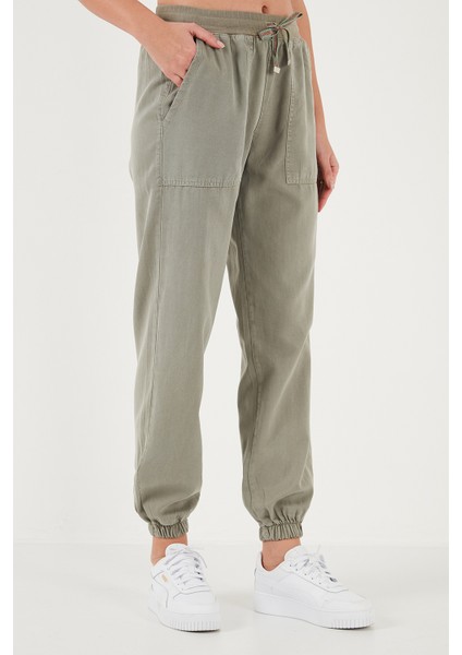 Regular Fit Yüksek Bel Lastikli Paça Jogger Spor Pantolon Bayan Pantolon 668YP5039