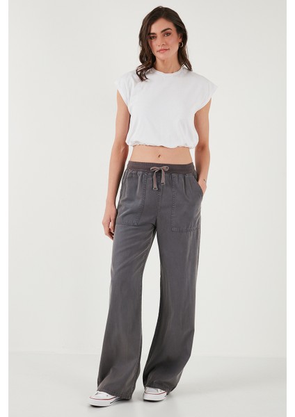 Relaxed Fit Yüksek Bel Bol Paça Pantolon Bayan Pantolon 668YP5040
