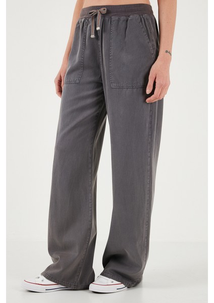 Relaxed Fit Yüksek Bel Bol Paça Pantolon Bayan Pantolon 668YP5040