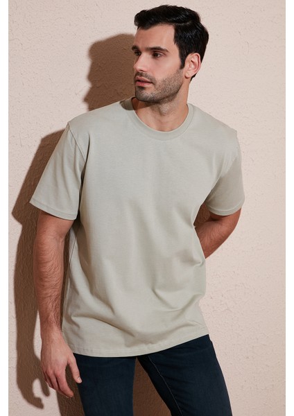 Pamuklu Relaxed Fit Sıfır Yaka T Shirt Erkek T Shirt 5905446