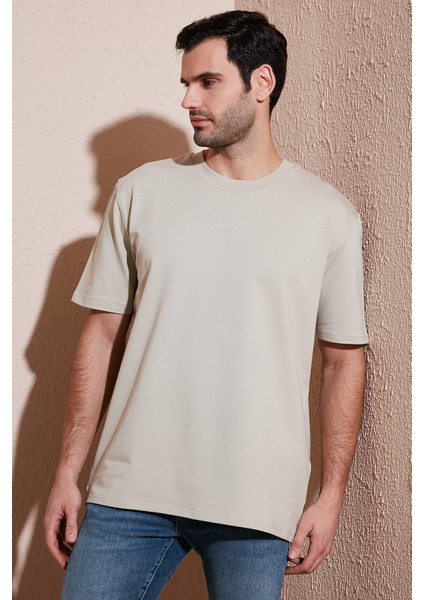 Pamuklu Bisiklet Yaka Relaxed Fit Basic T Shirt Erkek T Shirt 5902610