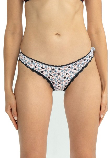 66431 Kadın Karışık Desen Pamuklu 3'lü Slip Külot-Lacivert fiyatları