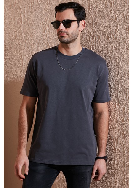 Pamuklu Relaxed Fit Sıfır Yaka T Shirt Erkek T Shirt 5905446