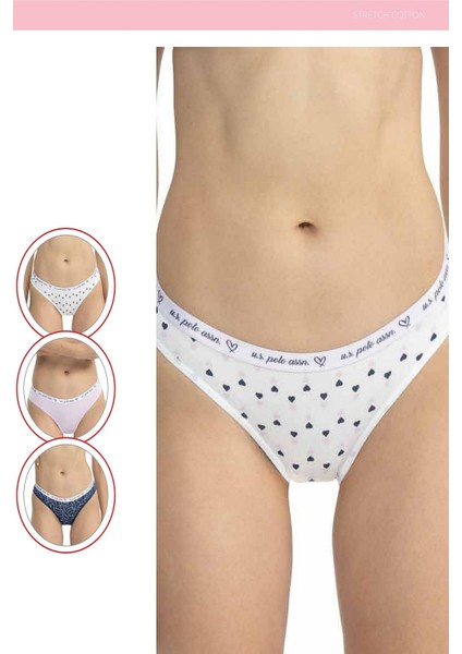 66430 Kadın Karışık Desen Pamuklu 3'lü Slip Külot-Lila