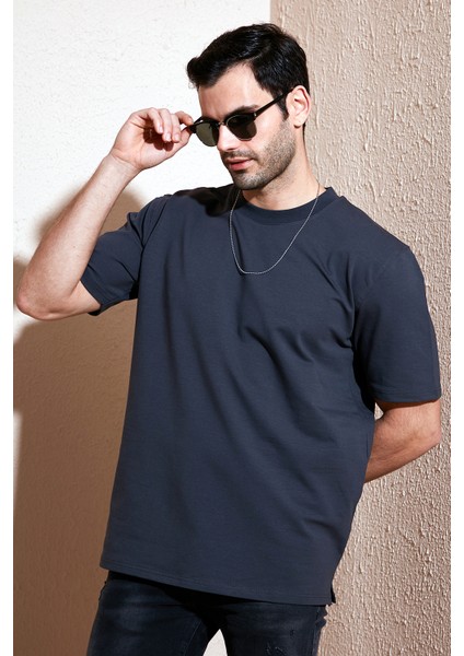 Pamuklu Bisiklet Yaka Relaxed Fit Basic T Shirt Erkek T Shirt 5902610