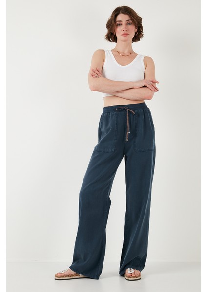Relaxed Fit Yüksek Bel Bol Paça Pantolon Bayan Pantolon 668YP5040 fırsatları