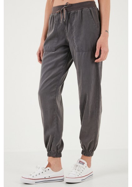 Regular Fit Yüksek Bel Lastikli Paça Jogger Spor Pantolon Bayan Pantolon 668YP5039