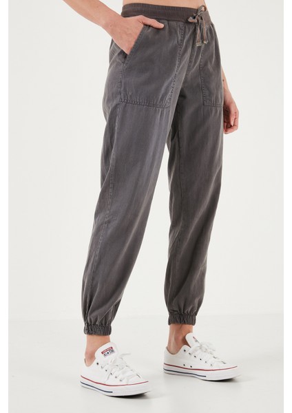 Regular Fit Yüksek Bel Lastikli Paça Jogger Spor Pantolon Bayan Pantolon 668YP5039