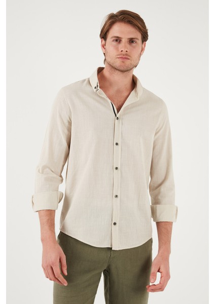 Pamuklu Regular Fit Düğmeli Yaka Gömlek Erkek Gömlek CF20S111871 fırsatları