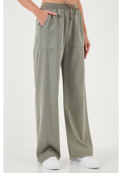 Relaxed Fit Yüksek Bel Bol Paça Pantolon Bayan Pantolon 668YP5040