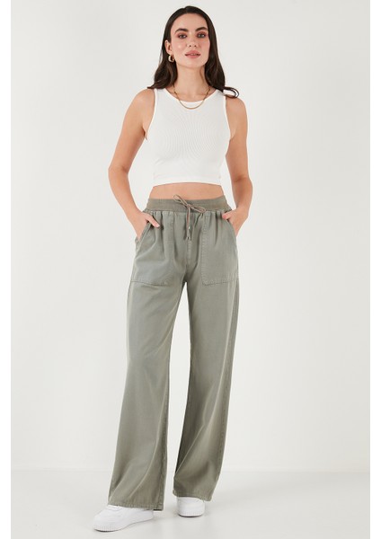 Relaxed Fit Yüksek Bel Bol Paça Pantolon Bayan Pantolon 668YP5040