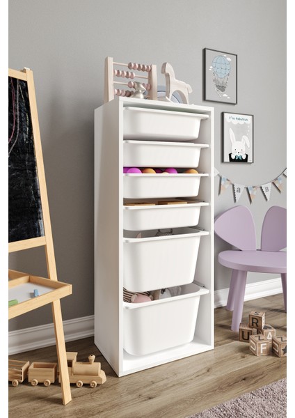 Mdf - Large Mono 6 Sepetli Oyuncak Dolabı