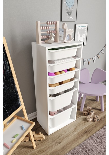 Mdf - Large Mono 6 Sepetli Oyuncak Dolabı