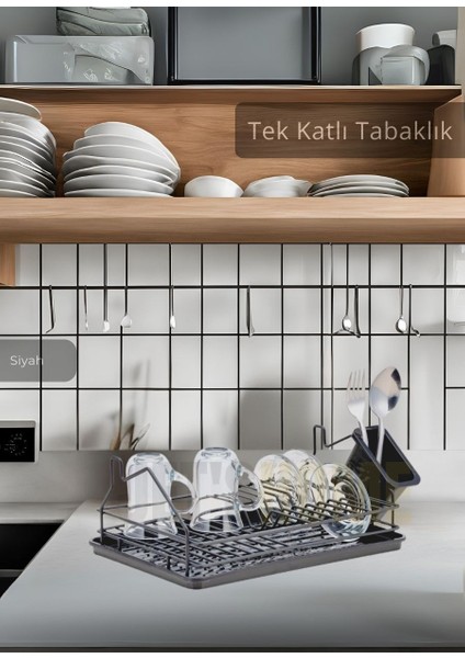 Tek Katlı Bulaşıklık Tezgah Üstü Tabaklık Bpa Free Bulaşık Sepeti Siyah modelleri