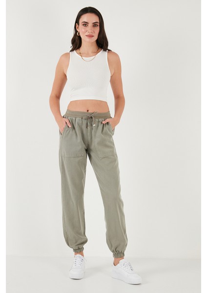 Regular Fit Yüksek Bel Lastikli Paça Jogger Spor Pantolon Bayan Pantolon 668YP5039