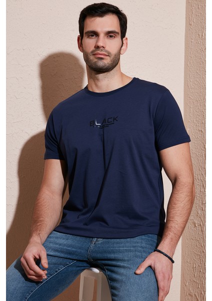 Pamuklu Slim Fit Bisiklet Yaka T Shirt Erkek T Shirt 541FOLLOW