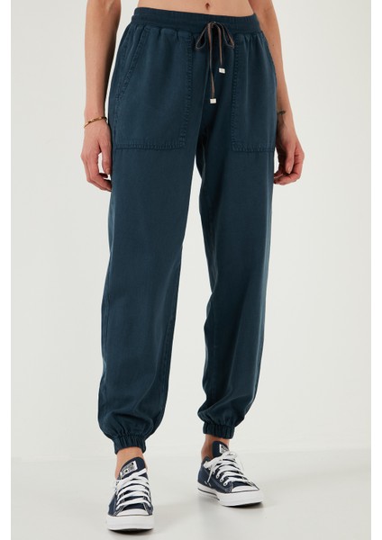 Regular Fit Yüksek Bel Lastikli Paça Jogger Spor Pantolon Bayan Pantolon 668YP5039