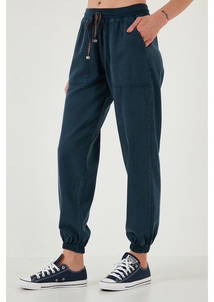 Regular Fit Yüksek Bel Lastikli Paça Jogger Spor Pantolon Bayan Pantolon 668YP5039