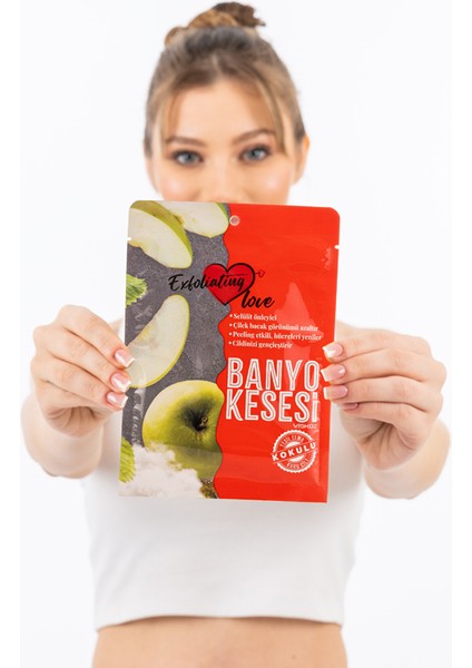 Kuru Cilt Yeşil Elma Kokulu Kese Ince %100 Viskoz