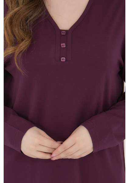 Kadın V Yaka Likralı Büyük Beden Orta Yaş Anne Penye Bluz