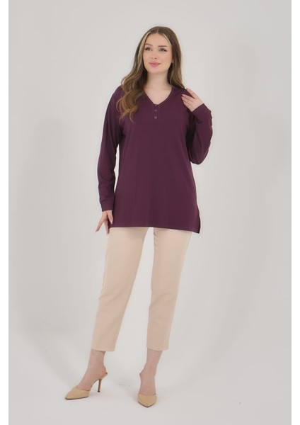 Kadın V Yaka Likralı Büyük Beden Orta Yaş Anne Penye Bluz fiyatları