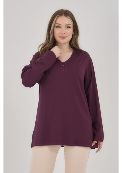 Kadın V Yaka Likralı Büyük Beden Orta Yaş Anne Penye Bluz indirimleri