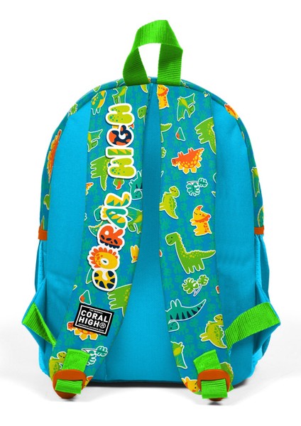 Minik Yuva Sırt Çantası Mavi Yeşil Dinozor Desenli Iki Bölmeli 23570 modelleri