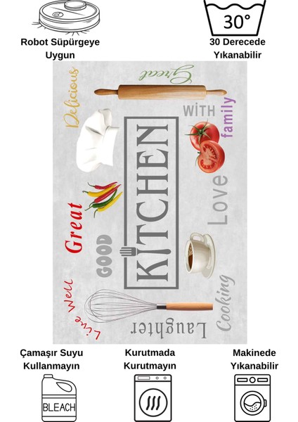 Gri Renk Yıkanabilir Mutfak Yolluk Lateks Deri Taban Halı fırsatları