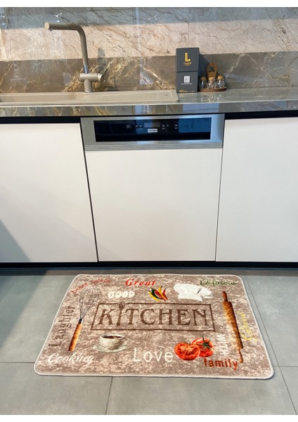 Kahverengi Renk Yıkanabilir Mutfak Yolluk Lateks Deri Taban Halı modelleri