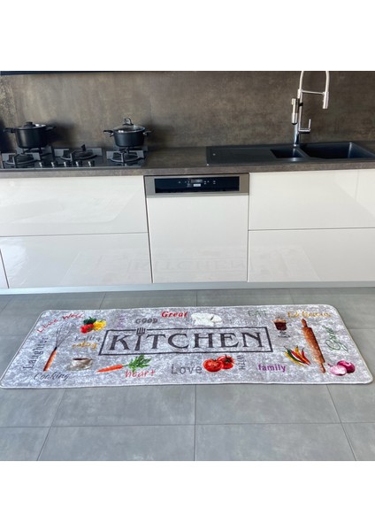 Gri Renk Yıkanabilir Mutfak Yolluk Lateks Deri Taban Halı modelleri