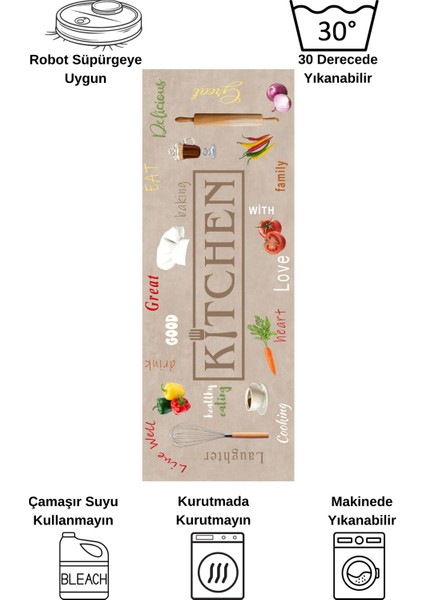 Kahverengi Renk Yıkanabilir Mutfak Yolluk Lateks Deri Taban Halı fırsatları