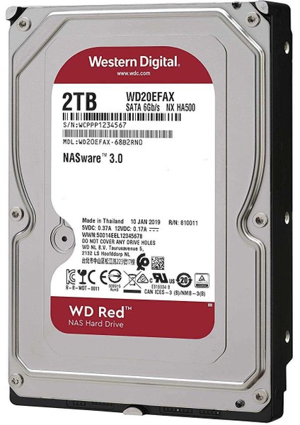 2TB Red 3.5" 64MB 5400RPM WD20EFAX Harddisk