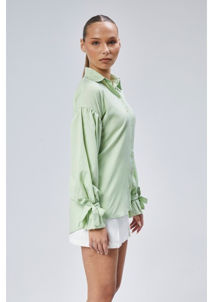 Oversize Büzgü Detaylı Saten Bluz Gömlek fırsatları