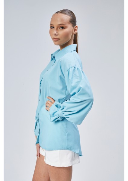 Oversize Büzgü Detaylı Saten Bluz Gömlek fiyatları