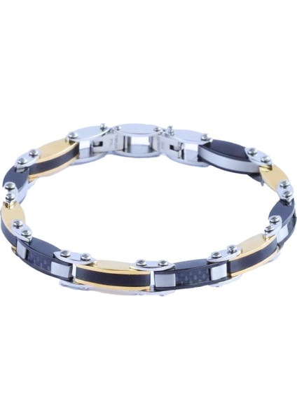 Plaka Çift Taraflı Çelik Erkek Bileklik