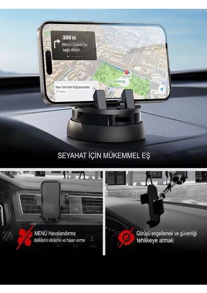 T0107 360° Dönen 3xkayma Önleyici Tutacak Torpido Üzeri Masa Üzeri ve Araç Içi Telefon Tutucu modelleri