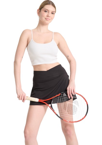 Kadın Siyah Tenis Cepli Şort Etek- Antrenmanlarınıza Tarz Katın