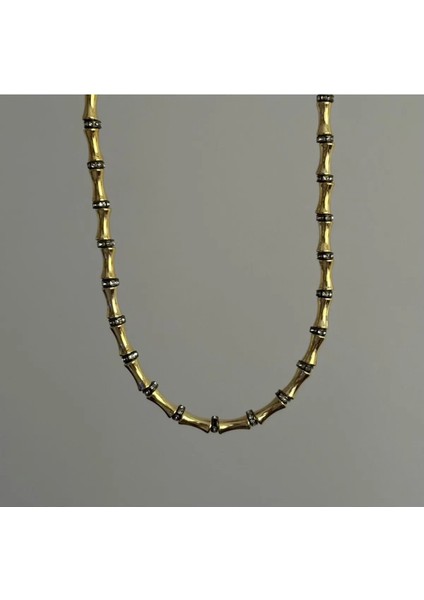 Kemik Model Baget Taşlı Kolye