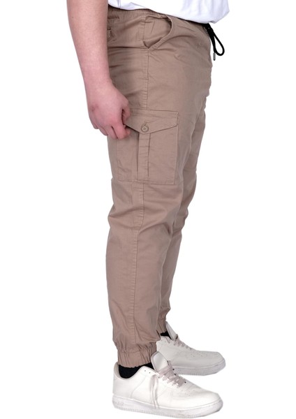 Mode Xl Büyük Beden Erkek Pantolon Keten Kargo Jogger 21911 Cappucino fiyatları