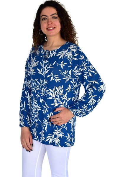 Kadın Yaprak Desen Baskılı Viscon Bluz BGL-ST04288 fiyatları