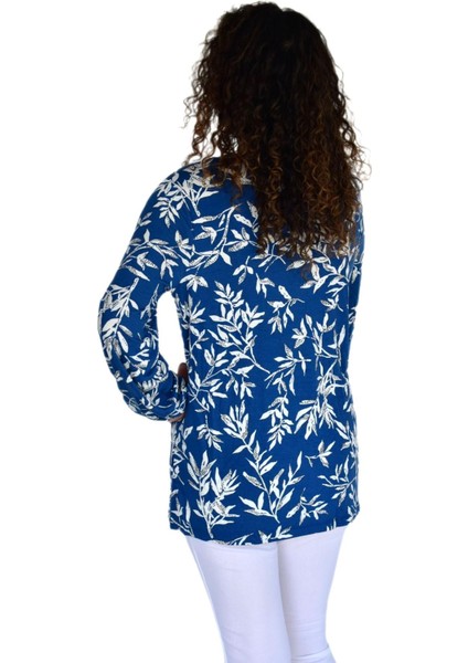 Kadın Yaprak Desen Baskılı Viscon Bluz BGL-ST04288 fırsatları