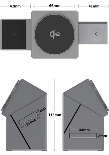 WC65 3in1 15W Telefon 2.5W Saat ve 5W Airpods Için Kablosuz Şarj Standı